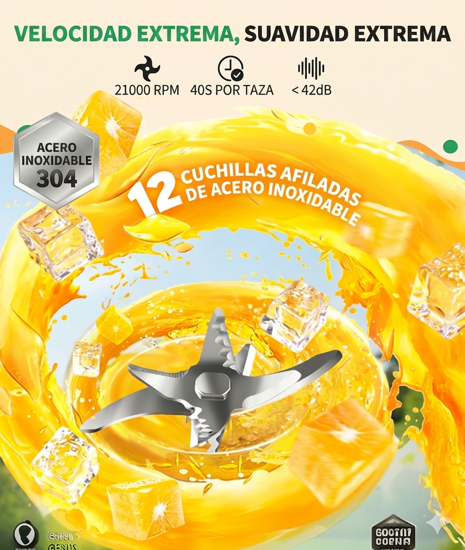 Licuadora Portátil Recargable USB-C 24oz para Batidos y Smoothies